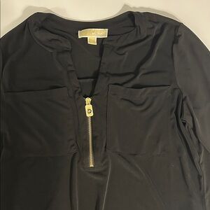 Michael Kors Black Blouse with Gold Zipper
